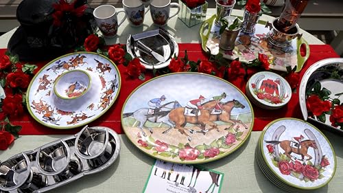 Derby Day at the Races Set of 6 Melamine Salad Plates – Add festive flair to your Derby Day celebration with 6 durable melamine salad plates featuring colorful racing silks, horseshoes, and charm. - Image 7