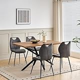 mesa comedor mas 4 sillas Diseño industrial moderno: Cuenta con una mesa rectangular de MDF de 140 cm con una base de hierro entrecruzada, complementada con cuatro sillas con patas cruzadas de hierro para un estilo contemporáneo y armonioso. Ideal para comer, estudiar, trabajar o realizar manualidades, esta mesa se adapta a tus necesidades.