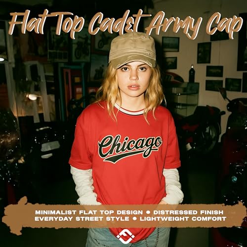 Image of Funky Junque Newsboy Hat for Women - Distressed Cadet Cap, Army Military Style Vintage Baseball Hat