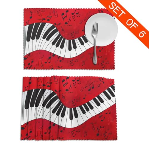 Set de table notes de musique en polyester lavable 30x45 cm lot de 6