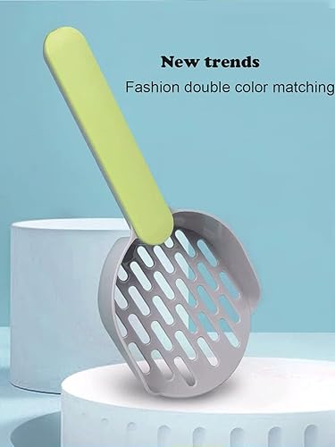 Miniatura 4 de BSMstone Cuchara de arena para gatos con tamiz de soporte con pala profunda, herramientas de limpieza de basura para gatos, perros (café y rosa)