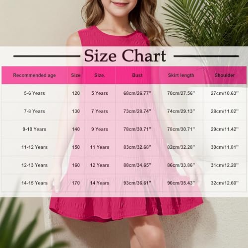 Girl Dresses Ruffle Hem Sleeveless Tank Dress Casual Crewneck Dresses Summer Beach Sundress Vacation Boho Mini Dress3