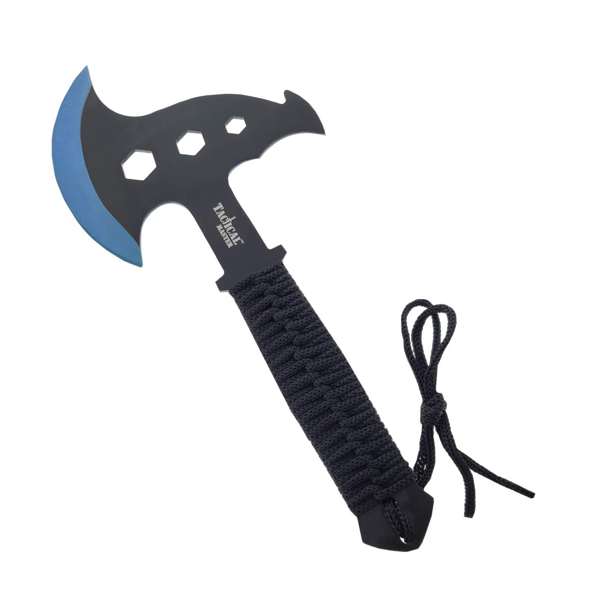 Target Master Tactical Black 10-inch Survival Tomahawk Throwing Axe with Sheath Camping Hunting Fishing Survival Hawk Hatchet (Blue)