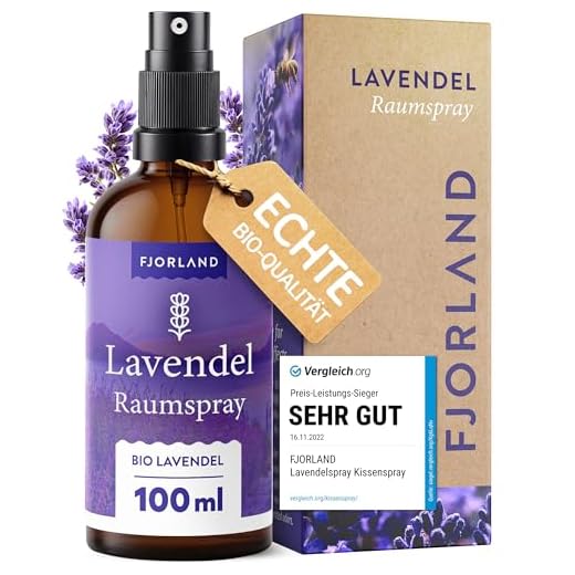 FJORLAND - Lavendelspray Kissenspray BIO 100 ml - Lavendelspray für Kopfkissen zum Einschlafen – Spray mit echtem, naturreinem Lavendelöl für Entspannung und einen erholsamen Schlaf