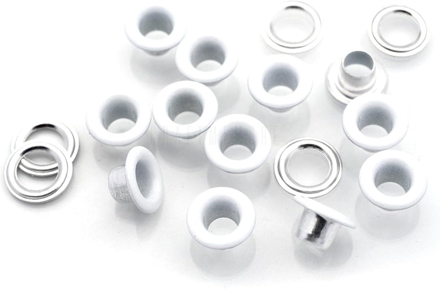 CRAFTMEMORE 100pack 3/16" ID Colored Eyelets Grommets with Washers 5mm Aluminium Eyelet for DIY Craft, Shoes, Bead Cores, Clothes, Leather, Canvas (White)