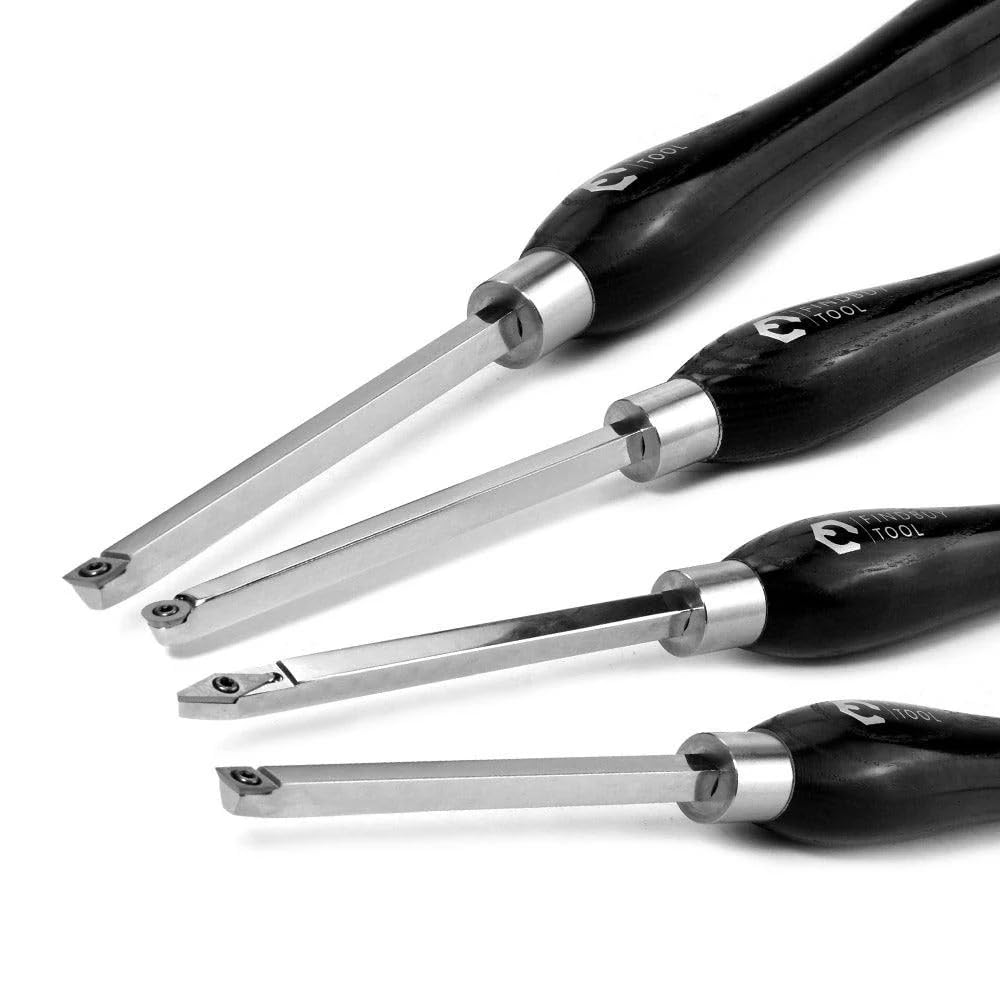 FindBuyTool Drechseleisen Set mit Hartmetall-Schneidplatten, 4 Stück Drechselmesser in Box, Drechselwerkzeug-Satz für Holz für Woodworking DIY Enthusiasts (Mid Size)