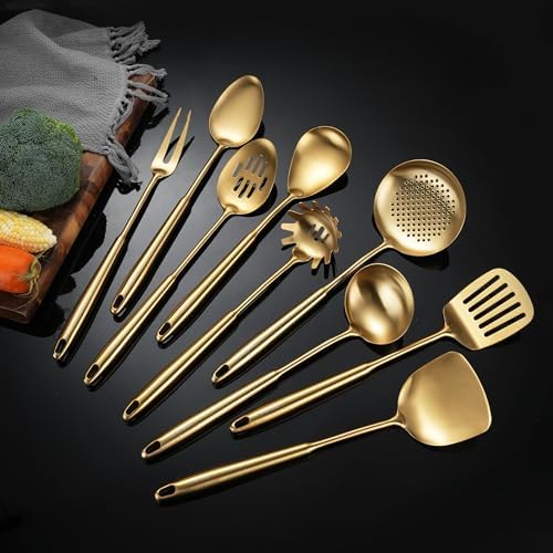 Amazon.com: Gold Kitchen Utensils Set, Standcn 9 PCS 304 Stainless ...