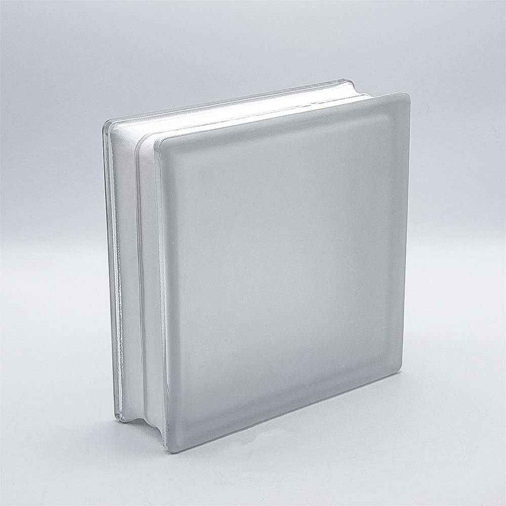 Bloque de vidrio básico vista completa transparente 1 cara satinado 24x24x8 cm - 4 piezas