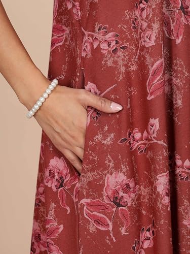 Image of 9shines Label Stylish Alpine Nighty Maxi for Women | Full Length Trendy Nightgown | Premium Nightdress | Nightwear | Embroidery Nighty with Pockets (2892)