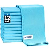 HOMERHYME Microfiber Glass Cleaning Cloth - 12 Pack, 16' x 14' Window Cleaning Towel, Streak Free, Lint Free, Great for All Delicate Surface, Window, Glasses, Stainless Steel, Windshield.