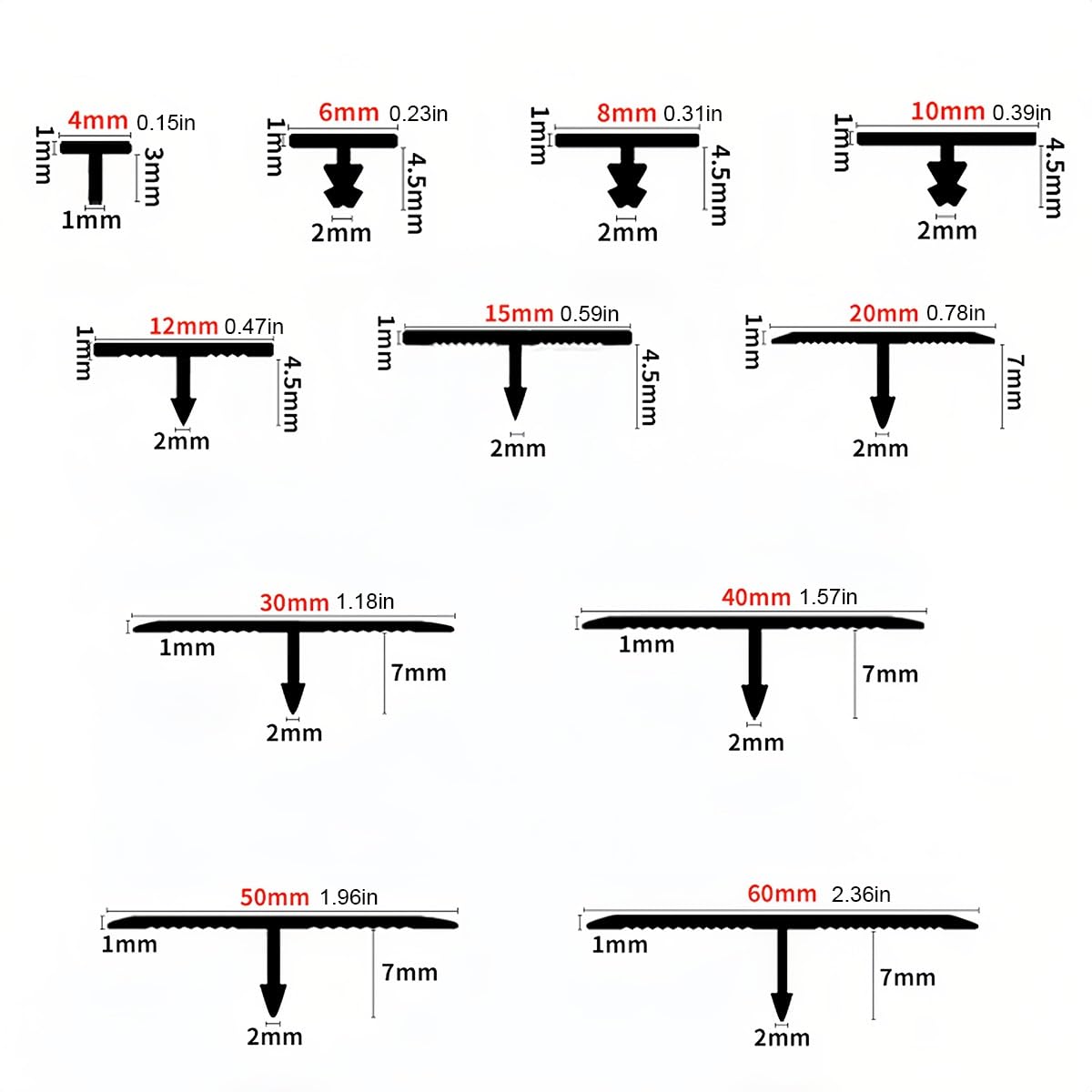 Perfil De Transición para Suelo En T - Tiras De Moldura De Puerta Resistente A Arañazos, 100 Cm X 3 Unidades, Tira Divisoria para Unir Huecos En El Suelo(Black,1.5cm/0.59in)