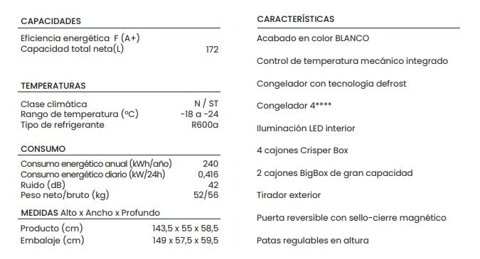 INFINITON CV-A - Congelador Vertical, Blanco, 140 litros, Alto 144cm, Tecnologia Defrost, Cíclico, Clase A++/E (Blanco, 144 cm | CV-A142B)