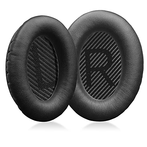 MOLGRIA Ear Pads Cushion, Replacement Protein Leather Earpads for Bose Quiet Comfort QC 35 II QC35 QC35ii QC15 QC25 QC2 AE2 SoundLink SoundTrue Headphones(Leather Black)