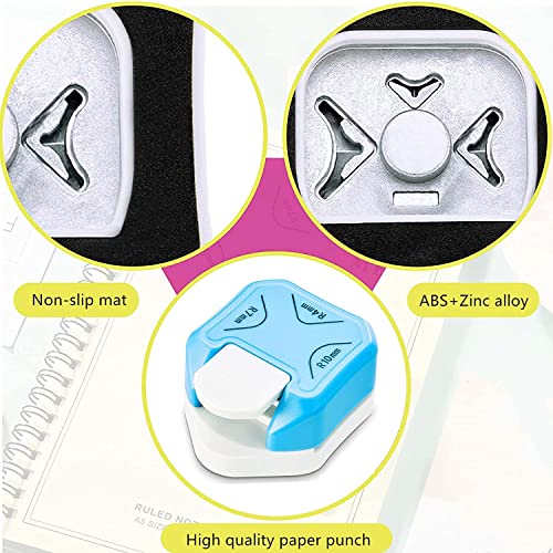 Image of KRAFTMASTERS 3 in 1 Corner Cutter Punch for DIY Art & Crafts, Photo Cutter, Project Book Making, Angle Eater (Size - R4mm, R7mm and R10mm, blue)