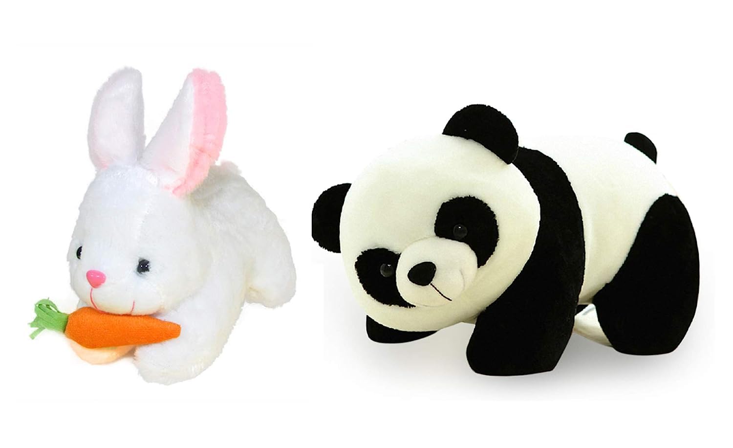 Combo Pack 2 Soft Toy for Kids Playing (White RABIT/Panda)
