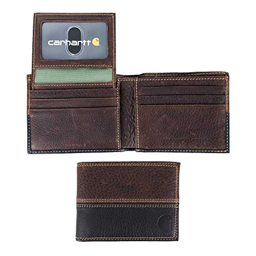 Carhartt Men's Leather Two-Tone Passcase Wallet, Brown & Black