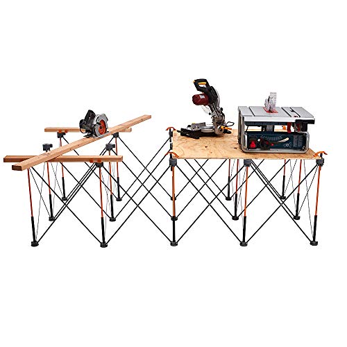 Bora Centipede 4X8 15-Strut Work Stand And Portable Table | Xl Sawhorse Support With Folding, Collapsible Steel Legs, Ck15S, Orange #TOP1