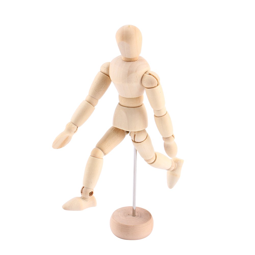Artists Wooden Figure, 5.5inch Male Manikin Flexible Body Mannequin Wood Movable Model Display Crafts Mannequin Doll Ornament Stand for Home Office
