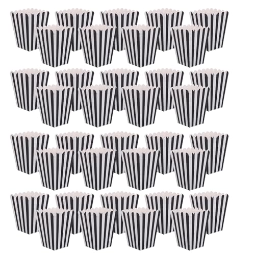 Ipetboom 48 Piezas Contenedores de Papel Rayados para Dulces y Galletas Cubos Retro para Fiesta y Noche de Cine