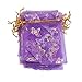 Environ 100 pochettes en organza avec cordon de serrage pour cadeaux de mariage, 9 x 12 cm (imprimé papillon), violet