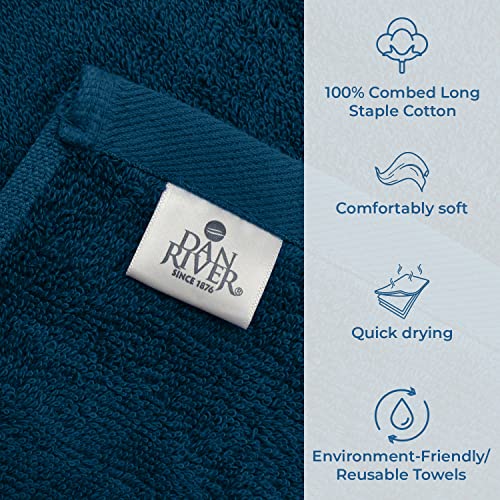 Image of DAN RIVER Bath Towels Set of 4, 27 x 54 Inches, 100% Cotton, Larger & Lighter Weight, Quicker to Dry, Super Soft and Absorbent, Ideal Opal Blue Bath Towel for Daily Use