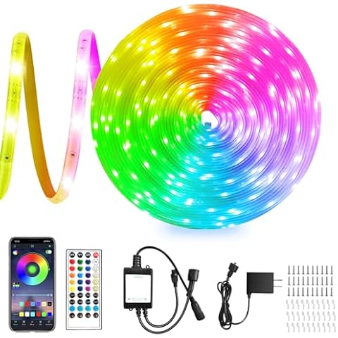vimeepro 100Ft Outdoor Waterproof LED Strip Lights,Music Sync RGB IP68 Led Lights with App and Remote Control,Color Changing Waterproof Led Rope Lights for Bedroom Outdoor,Balcony,Roof,Garden,Party Cover