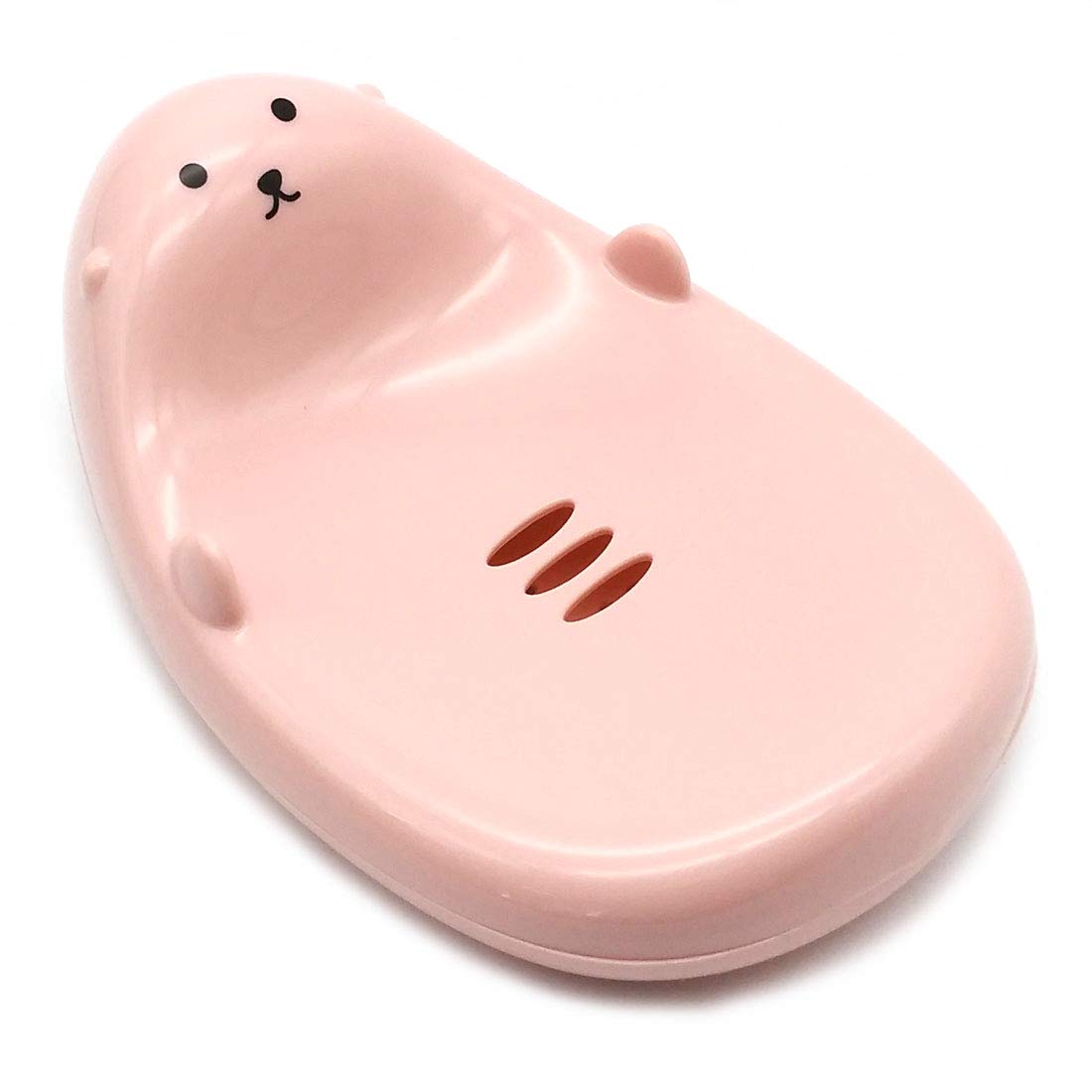 GARASANI Cute Cartoon Animal Soap Box Bathroom Creative Plastic Water Drain Soap Rack Washing Sponge Holder Concise Style (Pink)