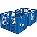 2x Eurobehälter/Bäckerkiste, LxBxH 600x400x410 mm, lebensmittelecht, Boden und Wände durchbrochen, blau