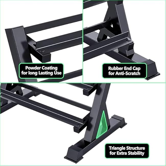 Heavy Duty Steel Dumbbell Rack for 5-50lb Adjustable Dumbbell Weight Storage 3-Tier Weight Stand Rack Home Gym Organizer 1100 LBS Weight Capacity