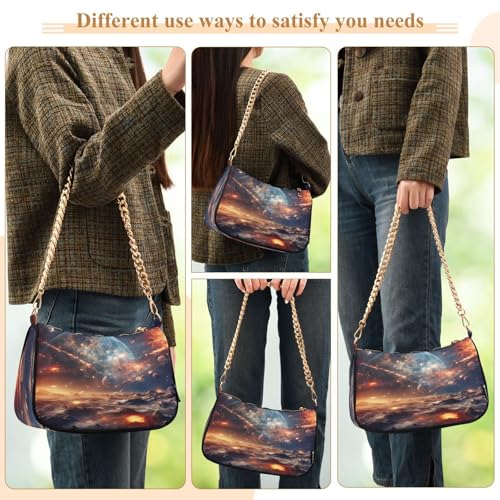 Shoulder Bags for Women Outer Space Tote HandBag Shoulder Bags purse with Chain Zipper Closure3