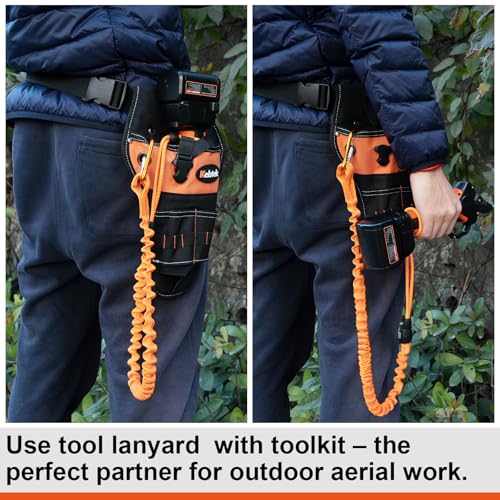 2 Packs Tool Lanyards Safety Lanyard Coiled Tools Leash Tether Heavy Duty with Aluminum Screw Lock Carabiner Clip Load Capacity 33lbs(15kg) for Pruning Shear Drill Hammer Wrench Scaffold
