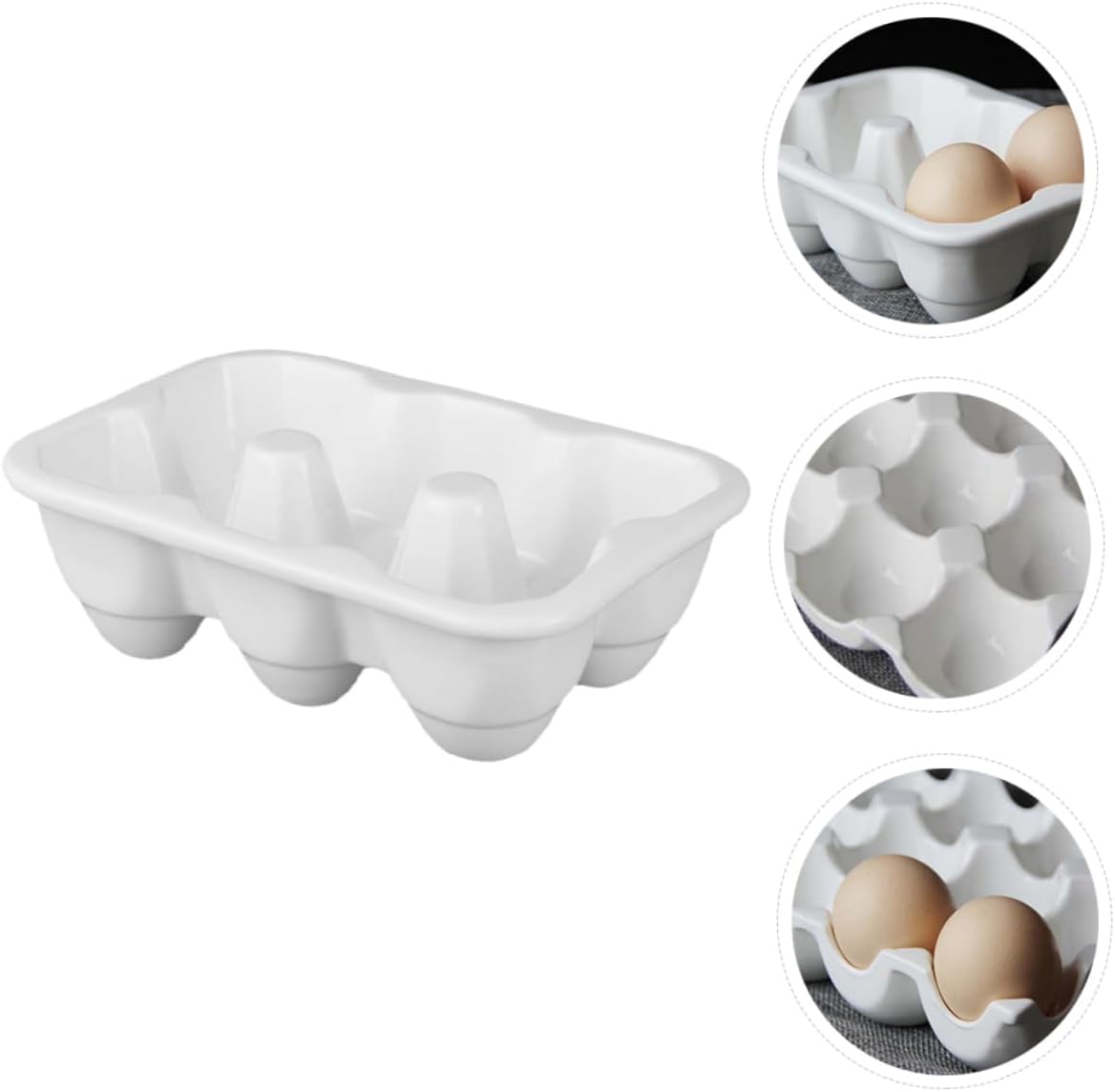 6 Ceramic Egg Tray Ceramic Egg Holder Fridge Egg Tray Egg Storage Organizer Ceramic Egg Container Refrigerator Egg Trays Egg Storage Container Egg Organizer Tray Egg Storage Tray