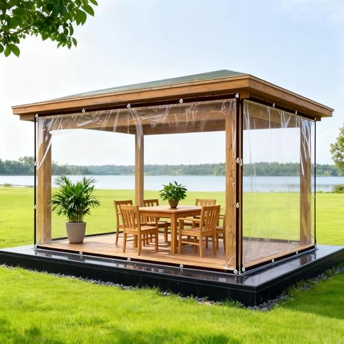 Lona transparente de PVC 250x300 cm impermeable con ojales para terraza 2