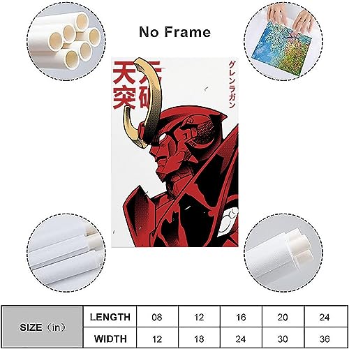 Image of Tengen Toppa Gurren Lagann Anime Poster for Bedroom Aesthetic Wall Decor Canvas Wall Art Gift 12x18inch(30x45cm)