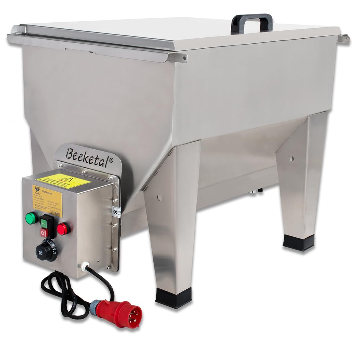 Beeketal 'BK-160' Brühautomat max. 148 Liter Kapazität inkl. Ablasshahn | 30-120 °C | Brühkessel aus Edelstahl als Geflügelbrühautomat oder Wurstkessel | 5000 Watt (400V-50Hz/16A) Starkstrom