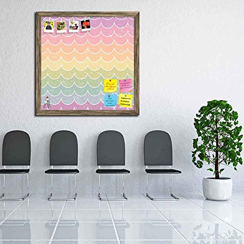 Image of ArtzFolio Wavey | Bulletin Board Notice Pin Board | Vision Soft Board Combo with Thumb Push Pins & Sticky Notes | Antique Golden Frame | 24 x 24 inch (61 x 61 cms)