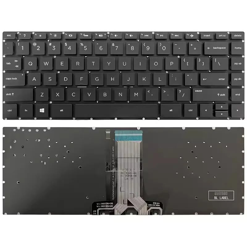 Clavier HP 14-BF TPN-W125 noir rétroéclairé US pour remplacement de PC portable