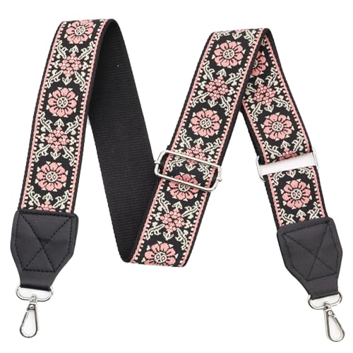 Image of LEMEDE Purse Strap,2 inch Leather End Shoulder Strap Adjustable Replacement,Retro Jacquard Multi-pattern Crossbody Bag Straps