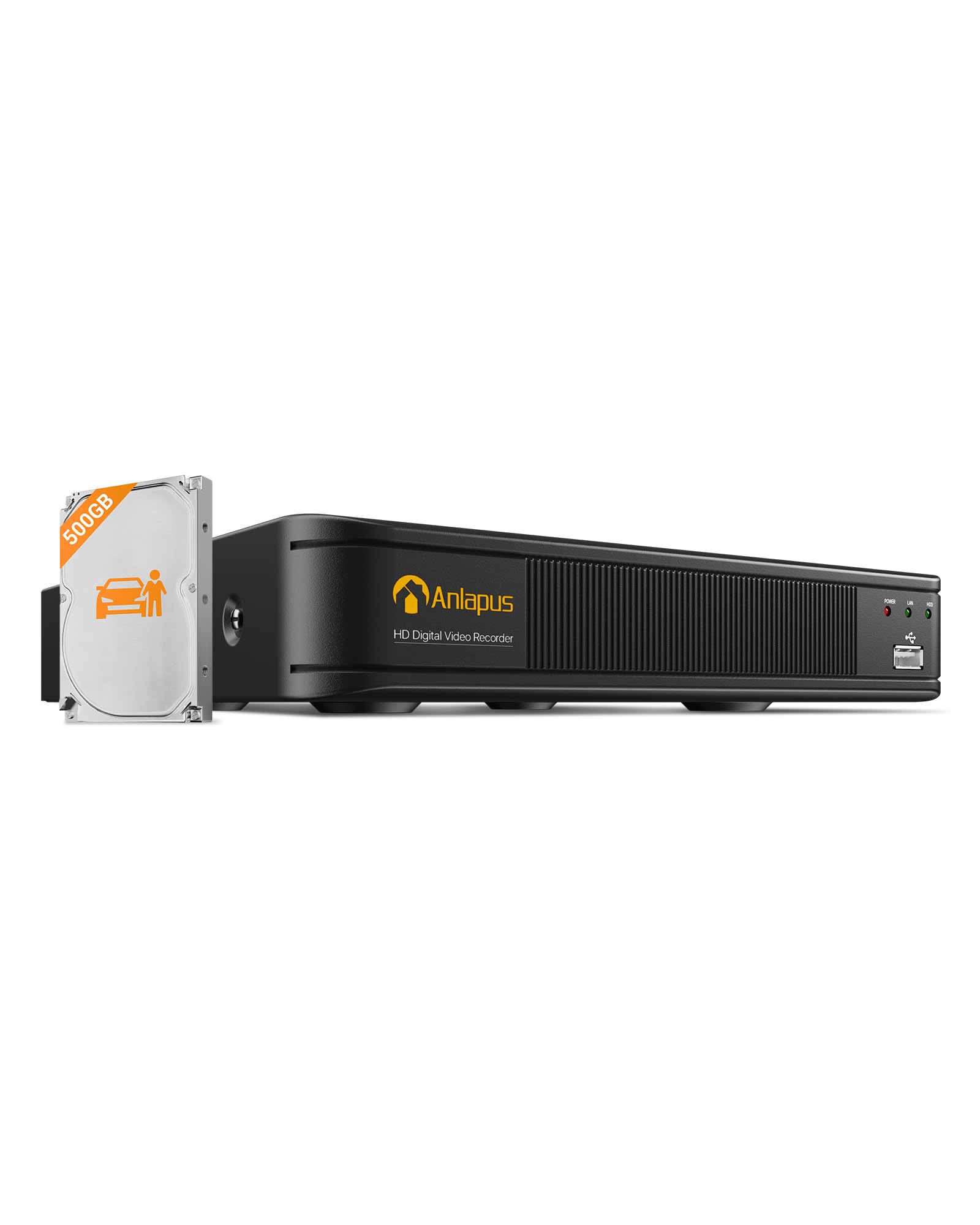 Anlapus Grabador de vídeo de 8 Canales 1080P HD DVR con Disco Duro de 500 GB, Compatible con cámara de vigilancia TVI/CVI/AHD/960H 720P 1080P, detección de Personas y vehículos