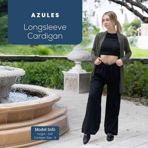 Image of Azules Long Sleeve Womens Cardigan, Flowy Longer Rayon Sweater Lightweight Cardigan for Casual or Dressy Outfits