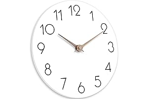 12 Inch Modern Silent Wall Clock, Battery Operated Non Ticking, Wooden Simple Clock