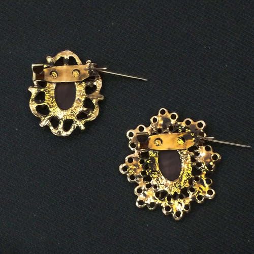 Ezing Vintage Princess Frame Crystal Cameo Brooches Pins Set for Women4