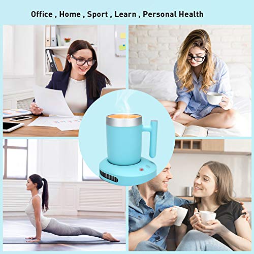 YEOSEN Coffee Mug Warmer and Cooler - 2 IN 1 Beverage Warmer and Drink Cooler with Mug, Auto Shut Off Mug Cooler and Warmer for Office Desk Use (Up to 131F or 46F), Blue