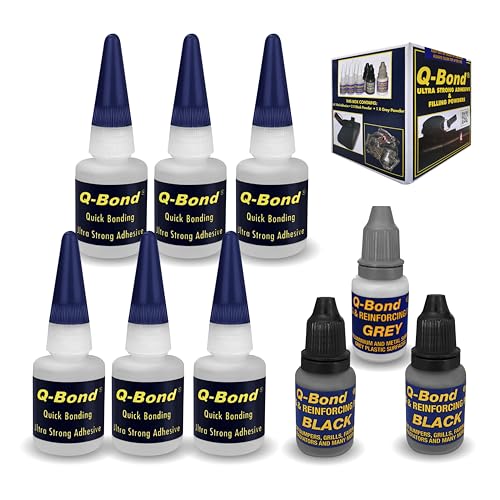 Pegamento Extrafuerte Dos Componentes. [Qbond] Adhesivo P/TODOS Los Materiales. Soldadura En Frio Para Metal. Kit Reparación De Cianoacrilato + Polvo, Facil Y Rapido. (Kit 9 piezas)