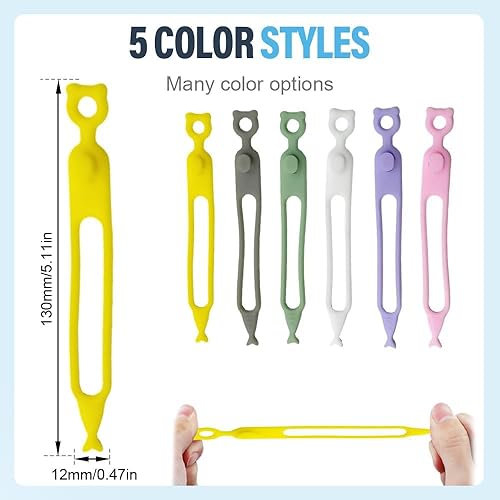 Miniatura 4 de Data Cable Organizer, 2025 Upgrade Multipurpose Silicone Headphone Organizers, Reusable Cable Management Organizers, Elastic Cord Silicone Cable