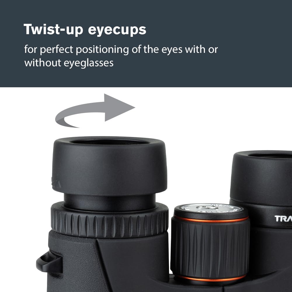 Celestron 71401 TrailSeeker Ed 8 x 32 Roof Prism Binocular, Fully Broadband Multi-Coated Lens, BaK-4 Prism Glass - Black