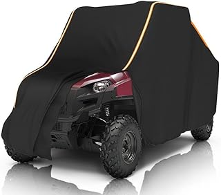 KEMIMOTO UTV Cover with Reflective Strip, UTV Cover Waterproof Compatible with Polaris Ranger RZR 570 700 800 900 S 1000 XP Protect Your SxS Vehicle from Rain Snow Dirt UV Damage