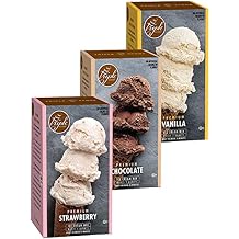 Triple Scoop Premium Ice Cream Mix, Neapolitan Combo, ice cream starter for use with home ice cream maker, no artificial flavors, ready in under 30 mins, makes 6 qts 3 15oz boxes