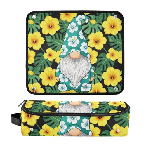 Bolso de Viaje para Herramientas de Cabello con Mat Extraíble Resistente al Calor, Organizador Portátil para Plancha, Rizador, Secador con Diseño Tropical Hawaii y Gnome miniatura 3