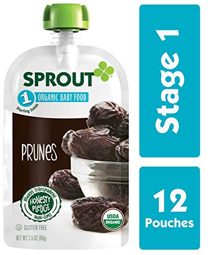 Sprout Organic Stage 1 Baby Food Pouches, Prunes, 3.5 Ounce (Pack of 12)